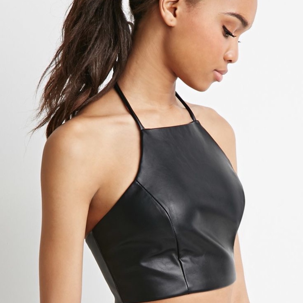 American Apparel top leather black XS